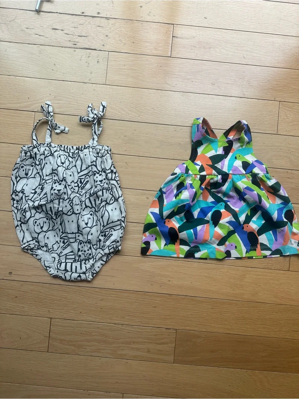 Hanna Andersson Colorful Toucan Print One-Piece Dress and Animal Print Onsie